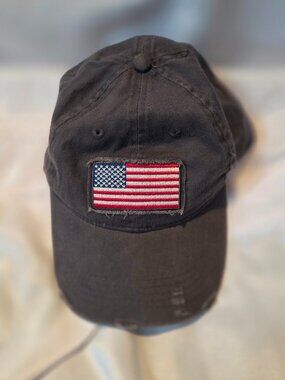 Distressed Black American Flag Dad Hat — 100% Cotton
